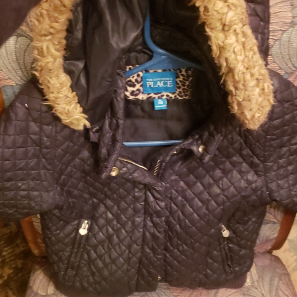 Childrens place fur hooded winter jacket
